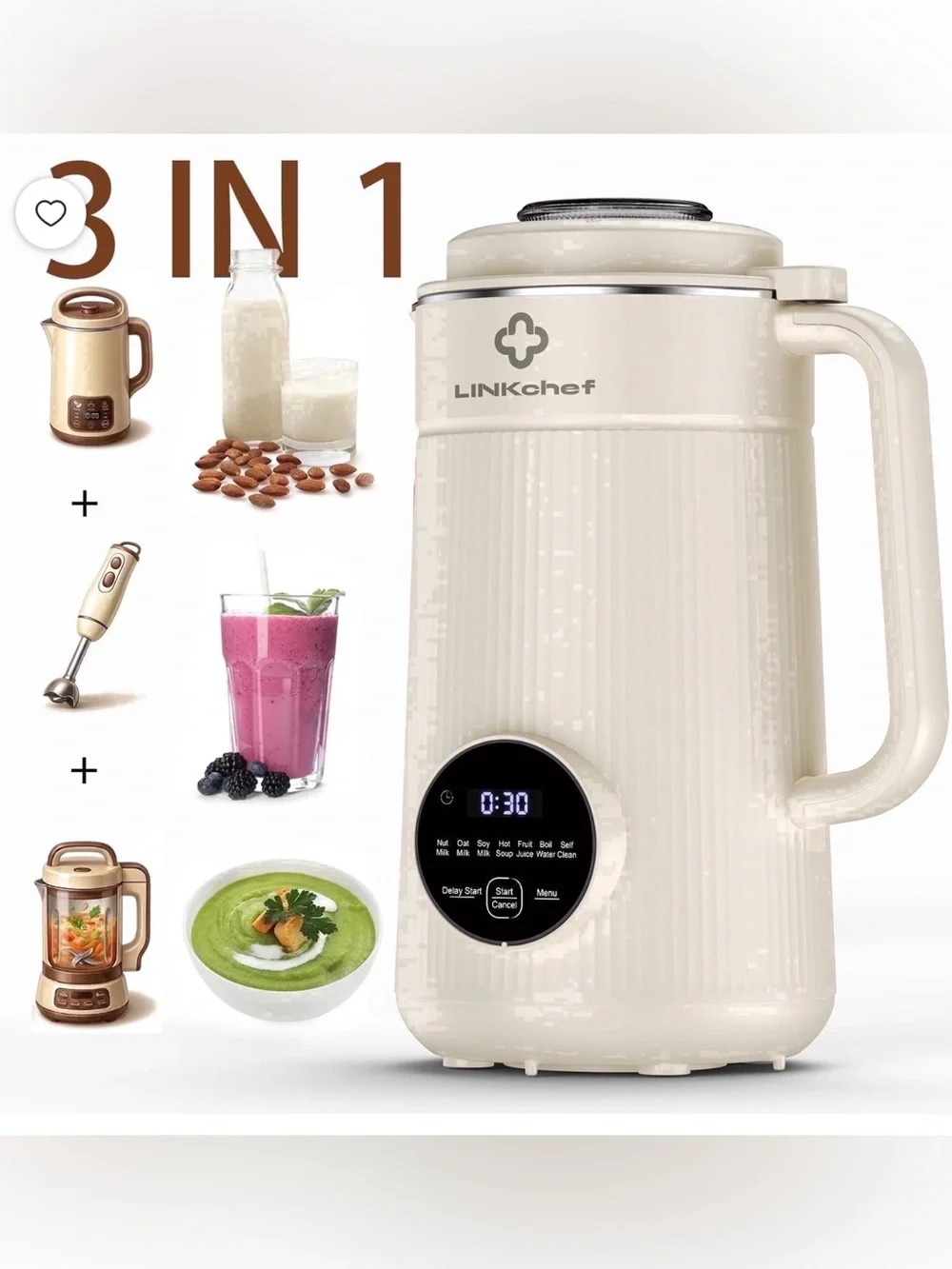 LINKChef Nut Milk Maker 40 oz Almond Oat Soy Milk Maker Blender, NIB/See Details